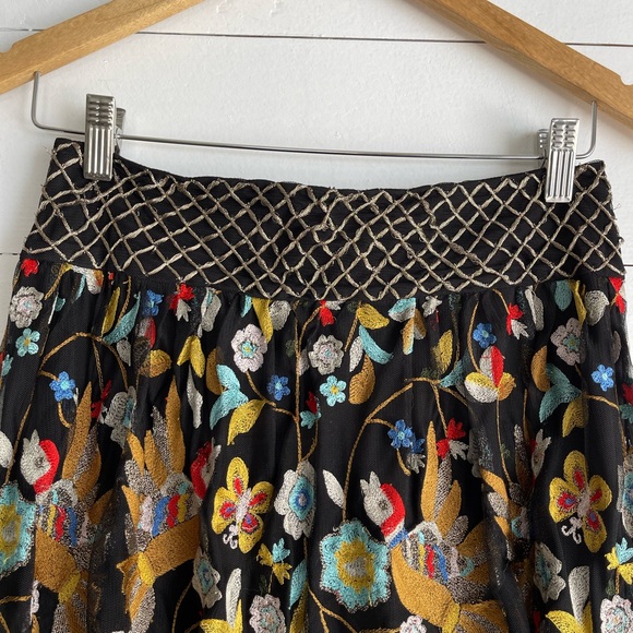 Alice + Olivia Kamryn Floral Fringe-Trim Maxi Skirt, Black/Multicolor size 2 - Picture 6 of 14